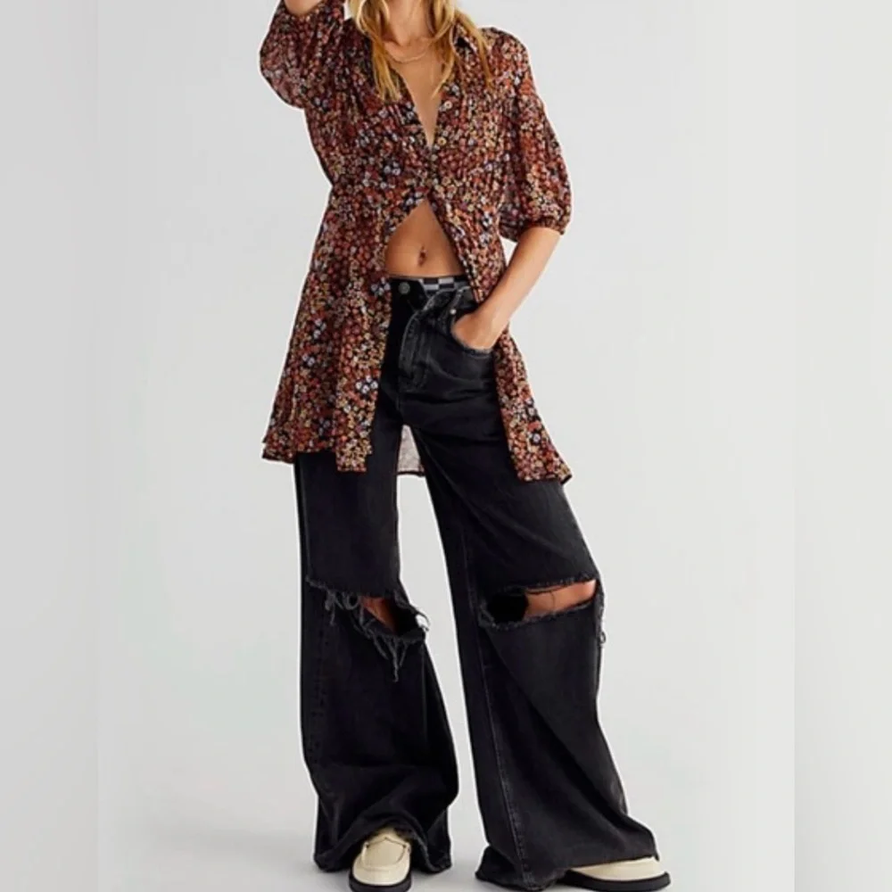 Free People Bonnie Floral Button Down Mini Dress - Picture 3 of 5